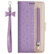 Flipové pouzdro pro Samsung Galaxy A55 5G, Wallet Pocket Zipper Lace, fialové