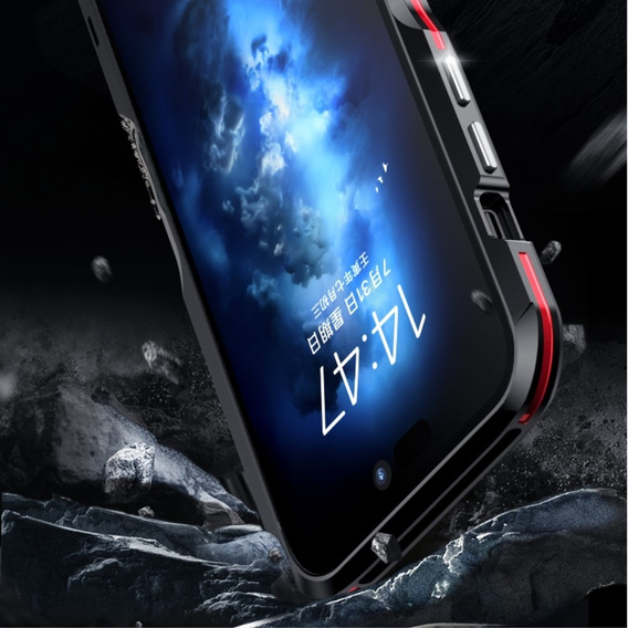 Pouzdro LUPHIE pro iPhone 15 Pro, Armor Bumper, černá / červená