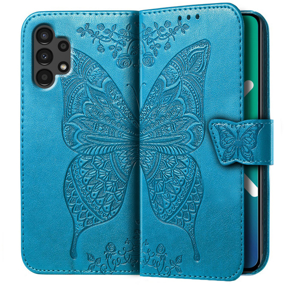 Klopové pouzdro pro Samsung Galaxy A13 4G, Butterfly, modré