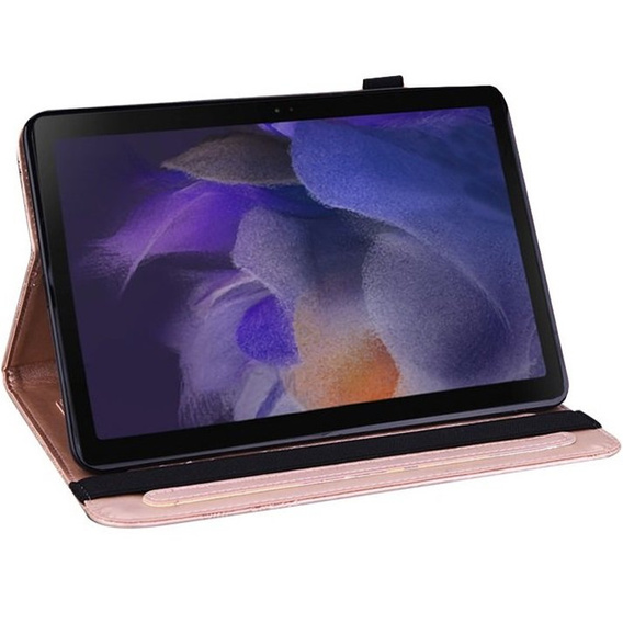 Pouzdro s klopou pro Samsung Galaxy Tab A8 10.5 SM-X200 SM-X205, flower, růžové rose gold