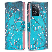 Klopové pouzdro pro OPPO A57 / A57s, Wallet, Sakura, modré