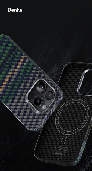 Pouzdro BENKS Kevlar Magnetic Armor Pro Aurora 600D B062 pro MagSafe pro iPhone 15 Pro Max