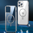 Pouzdro pro iPhone 14 Pro, ERBORD Hybrid MagSafe Case, stříbrné