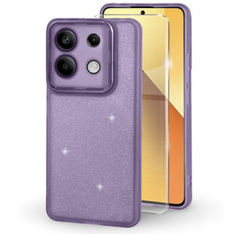 Pouzdro pro Xiaomi Redmi Note 13 5G, Glittery Powder, fialové + 9H tvrzené sklo
