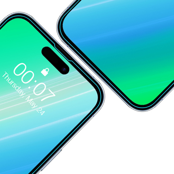 2x tvrzené sklo pro iPhone 15, ERBORD 9H Hard Glass na displeji