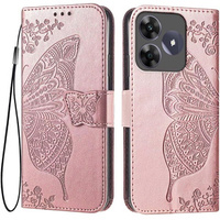 Klopové pouzdro pro Realme C61, Butterfly, růžové rose gold