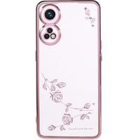 Pouzdro pro Oppo Reno8 T 4G, Glitter Flower, růžové rose gold