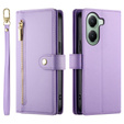 Klopové pouzdro pro Xiaomi Poco X7 Pro 5G, Wallet Zipper Pocket, fialové
