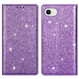 Flipové pouzdro pro iPhone 16E, Card Slot Glittery, fialové