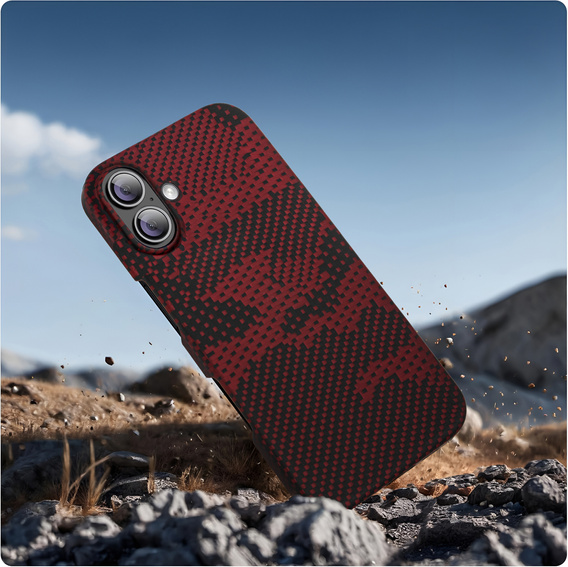 Pouzdro pro iPhone 16 Plus, Aramid Fiber MagSafe, červené