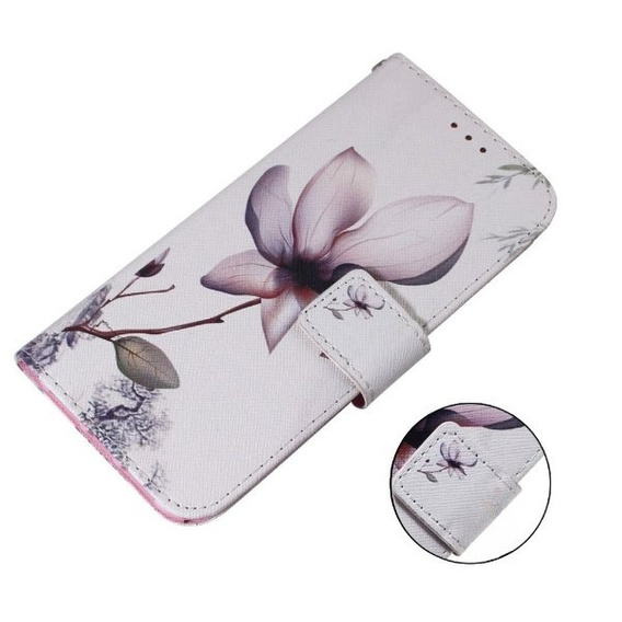 Klopové pouzdro pro Oppo A17, Wallet, kwiat, bílé